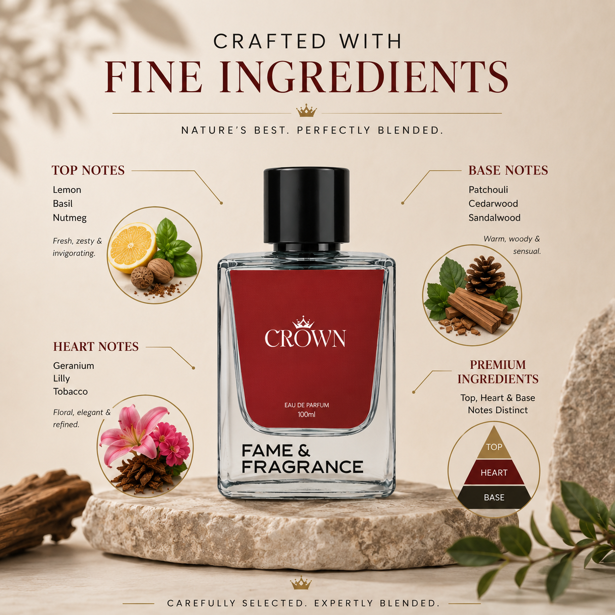 Fame & Fragrance CROWN Eau de Parfum  -  100 ml (For Men & Women) - Image 3