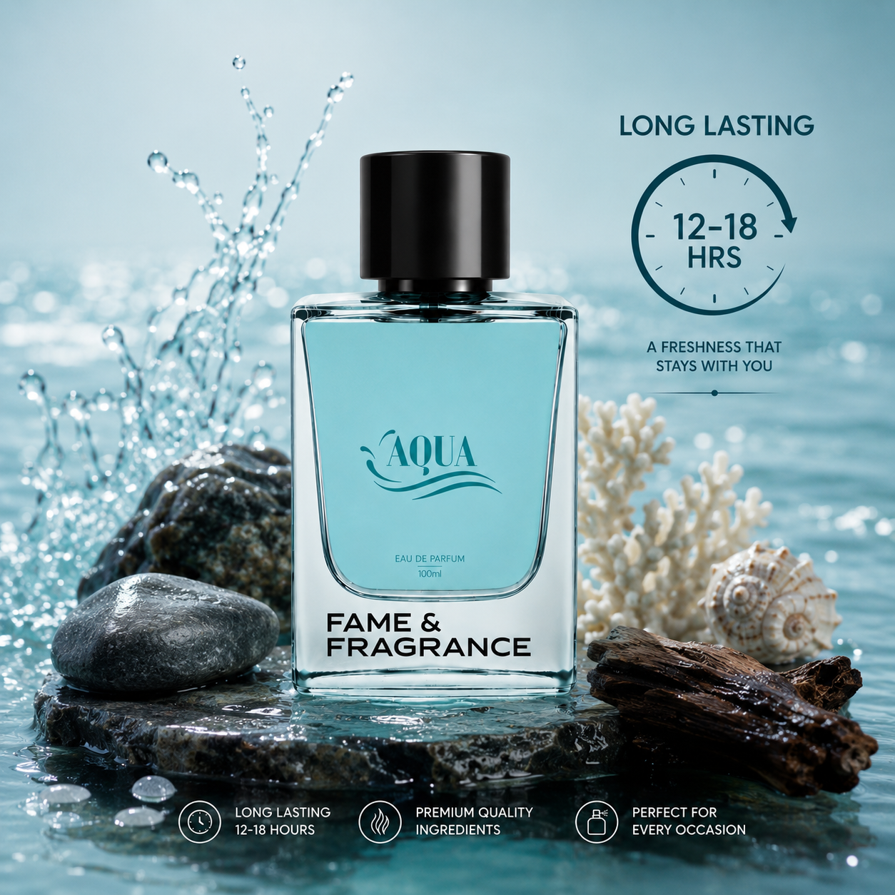 Fame & Fragrance AQUA Eau de Parfum  -  100 ml (For Men & Women) - Image 4