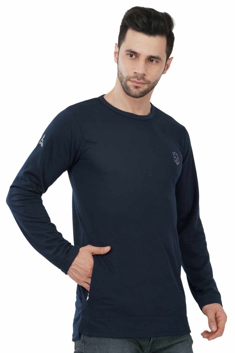 AMBORTI Signature Full Sleeve  Navy blue T-Shirt 2 - Image 3
