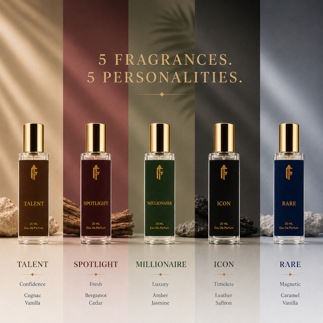 Fame & Fragrance Men Perfume Gift Set | Luxury Long-Lasting Eau De Parfum Collection | 5 Signature Fragrances (5 x 20ml) - Image 2