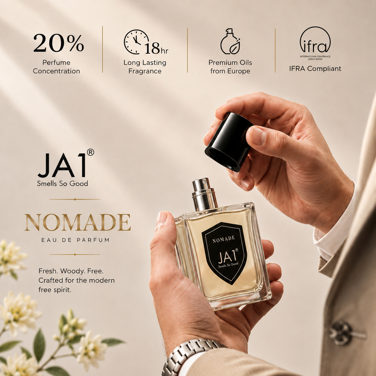 JA1 Nomade Eau De Parfum 50ml | Strong & Long Lasting Luxury Oud & Amber Perfume for Men’s - Image 2