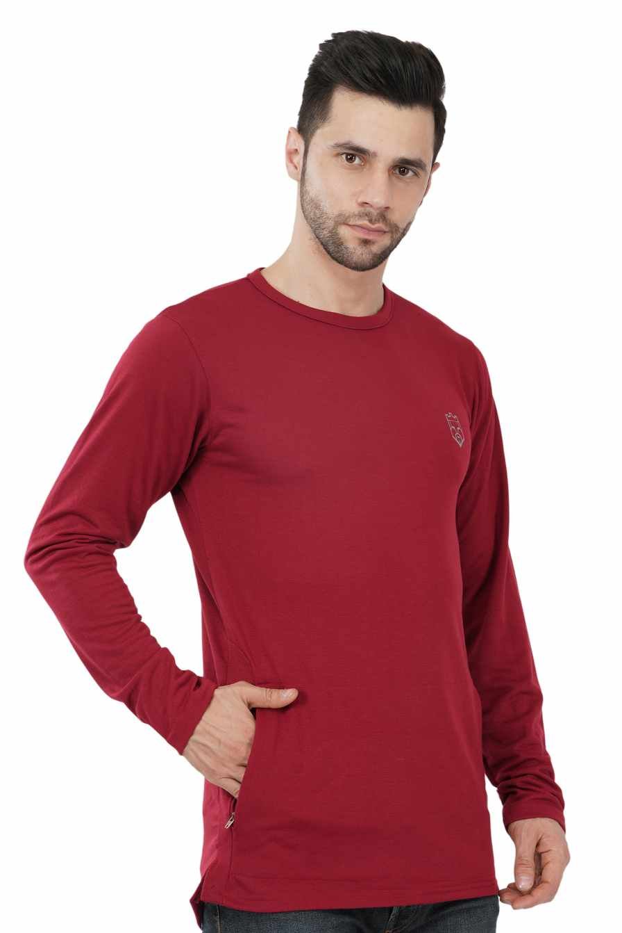 AMBORTI Signature Full Sleeve maroon T-Shirt - Image 3