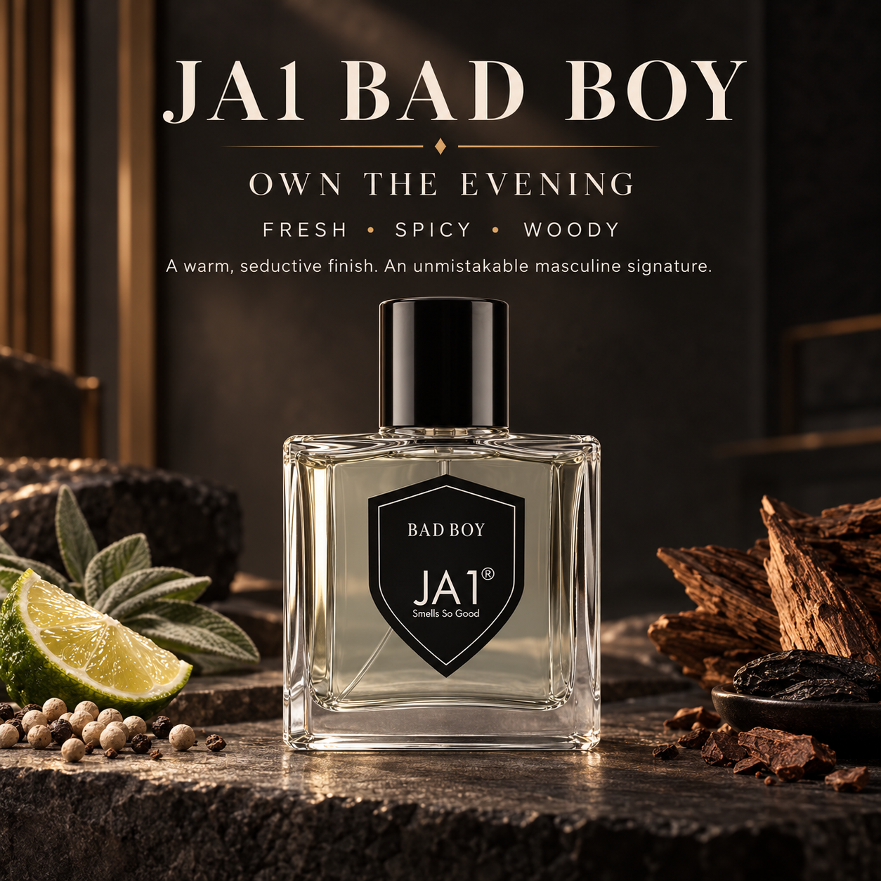JA1 Bad Boy Perfume, Bold Spicy Amber Men’s Fragrance. - Image 2