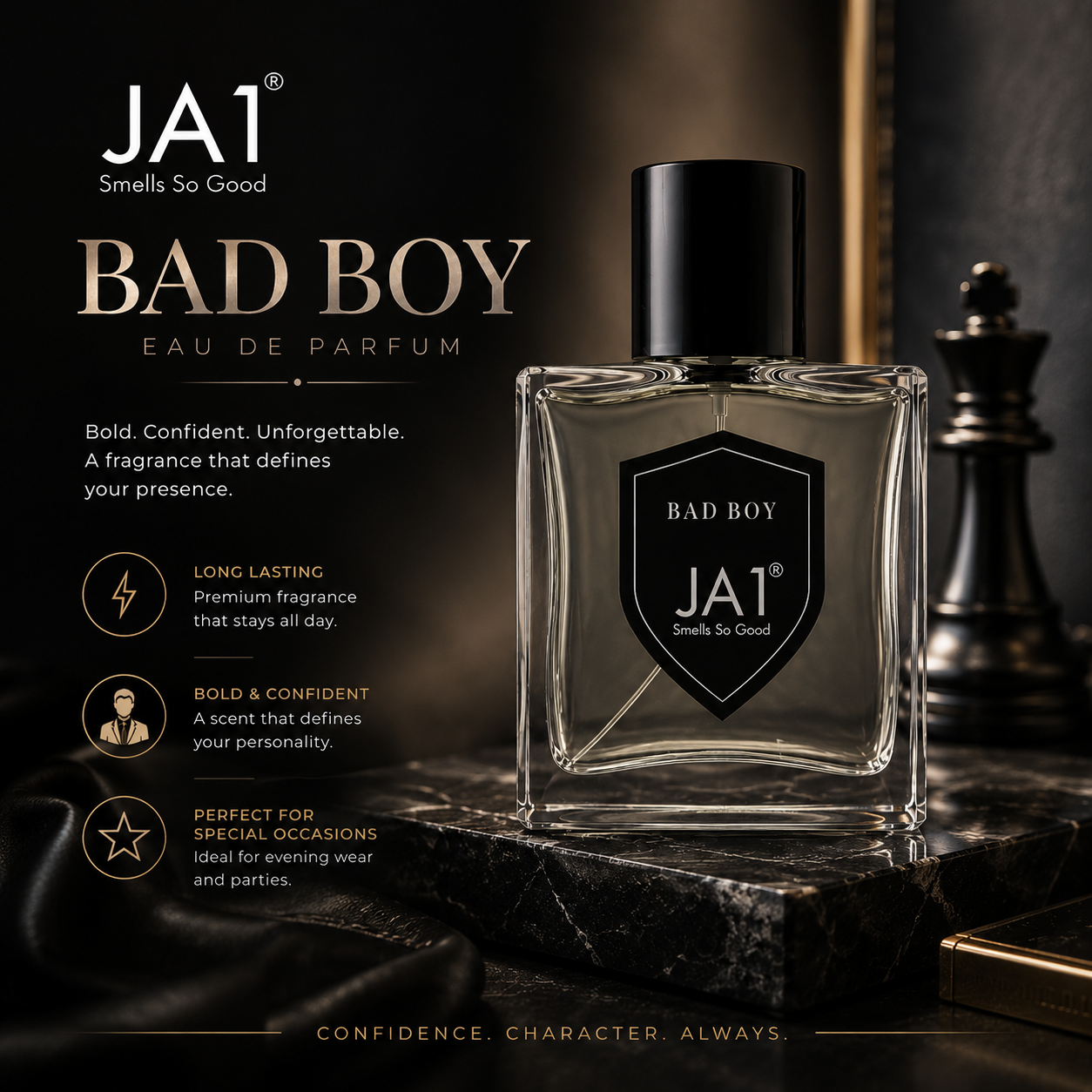 JA1 Bad Boy Perfume, Bold Spicy Amber Men’s Fragrance. - Image 2