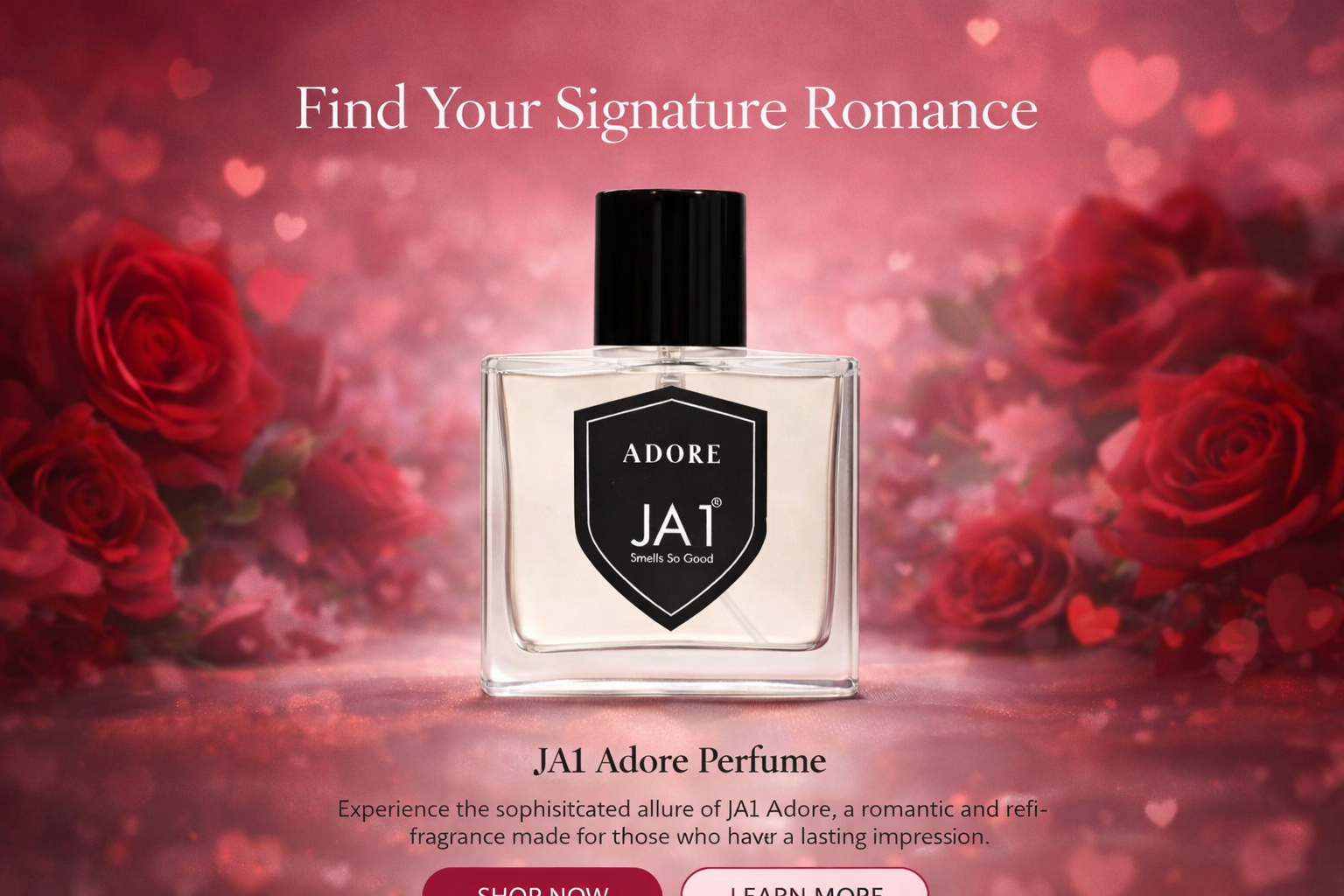 JA1 Adore Perfume, Luxury Floral Feminine Fragrance,Luxury Perfume, Floral Fragrance, Feminine Scent. Banner 1