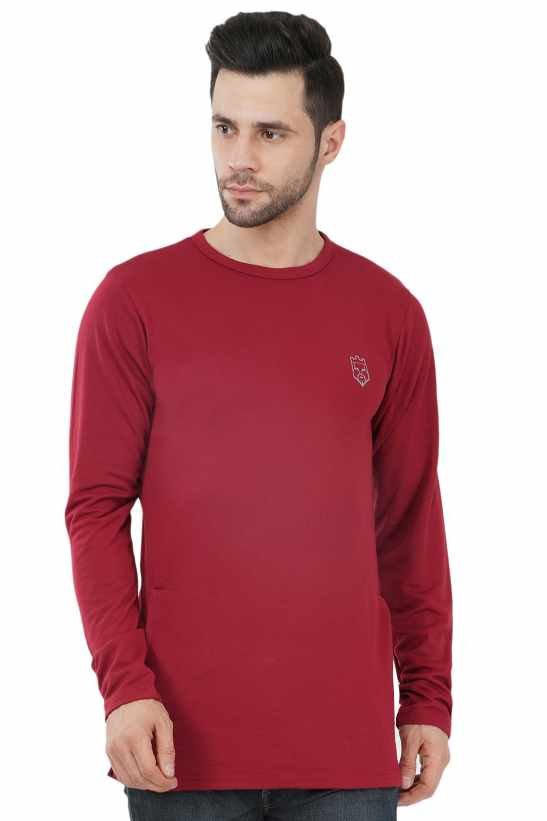 AMBORTI Signature Full Sleeve maroon T-Shirt - Image 4