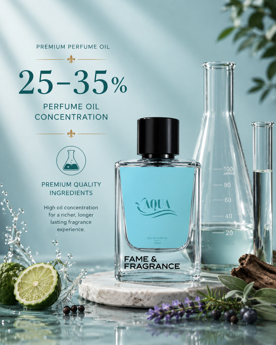 Fame & Fragrance AQUA Eau de Parfum  -  100 ml (For Men & Women) - Image 3