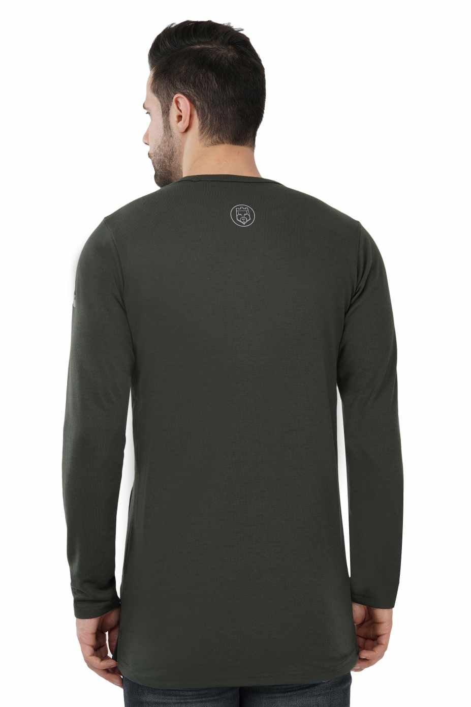 AMBORTI Signature Full Sleeve Olive green  T-Shirt - Image 5