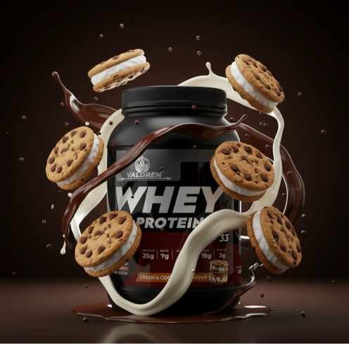 valdren whey Cream & cookies, protein powder, Premium Whey Protein Cream & Cookies Flavour.