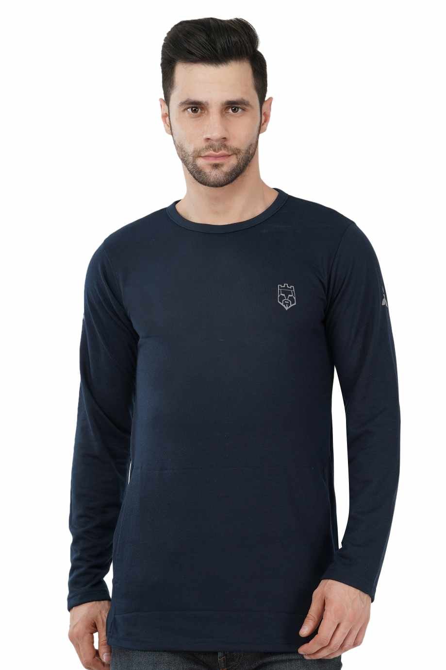 AMBORTI Signature Full Sleeve  Navy blue T-Shirt 2 - Image 1