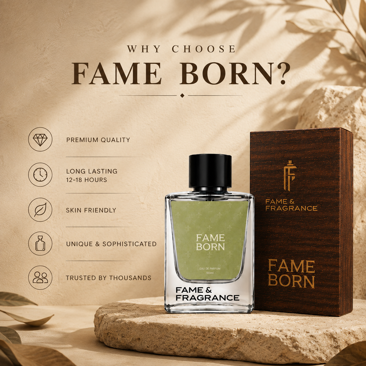 Fame & Fragrance FAME BORN Eau de Parfum  -  100 ml (For Men & Women) - Image 2