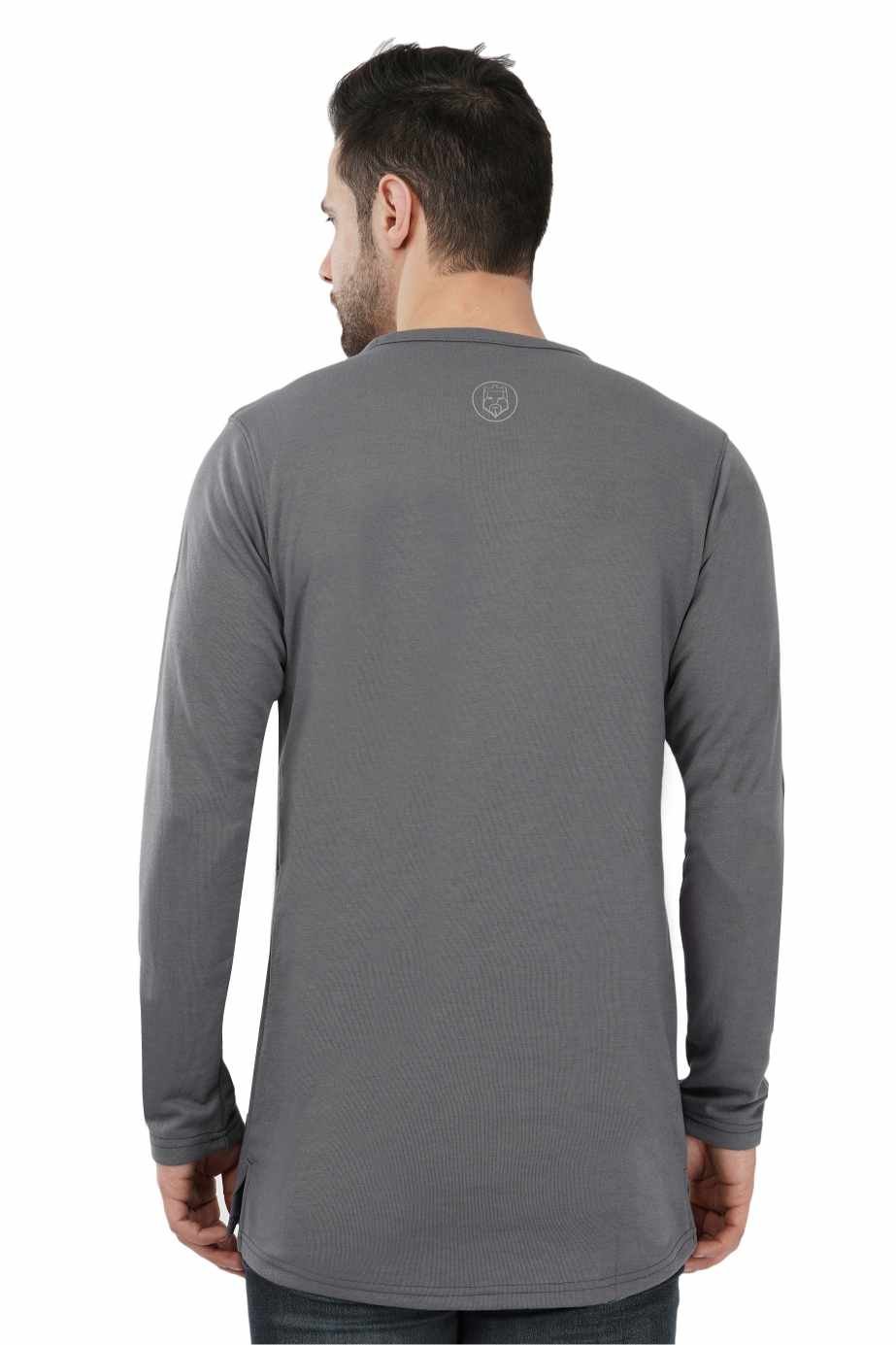 AMBORTI Signature Full Sleeve Steel grey  T-Shirt - Image 2