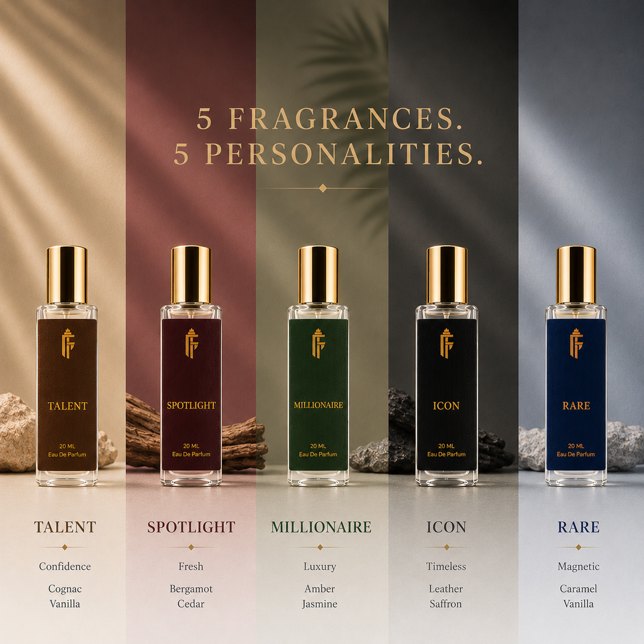 Fame & Fragrance Men Perfume Gift Set | Luxury Long-Lasting Eau De Parfum Collection | 5 Signature Fragrances (5 x 20ml) - Image 3