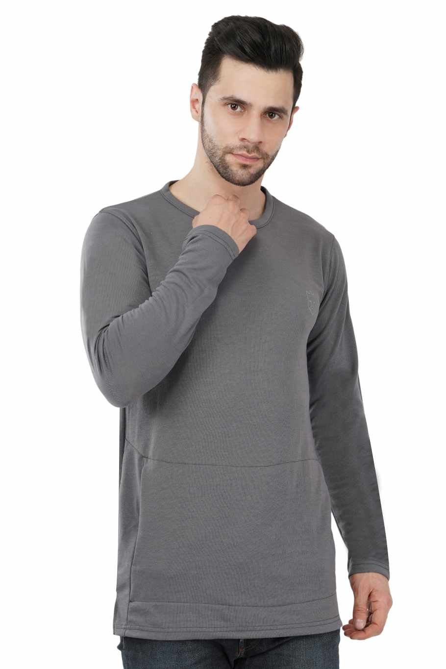 AMBORTI Signature Full Sleeve Steel grey  T-Shirt - Image 4