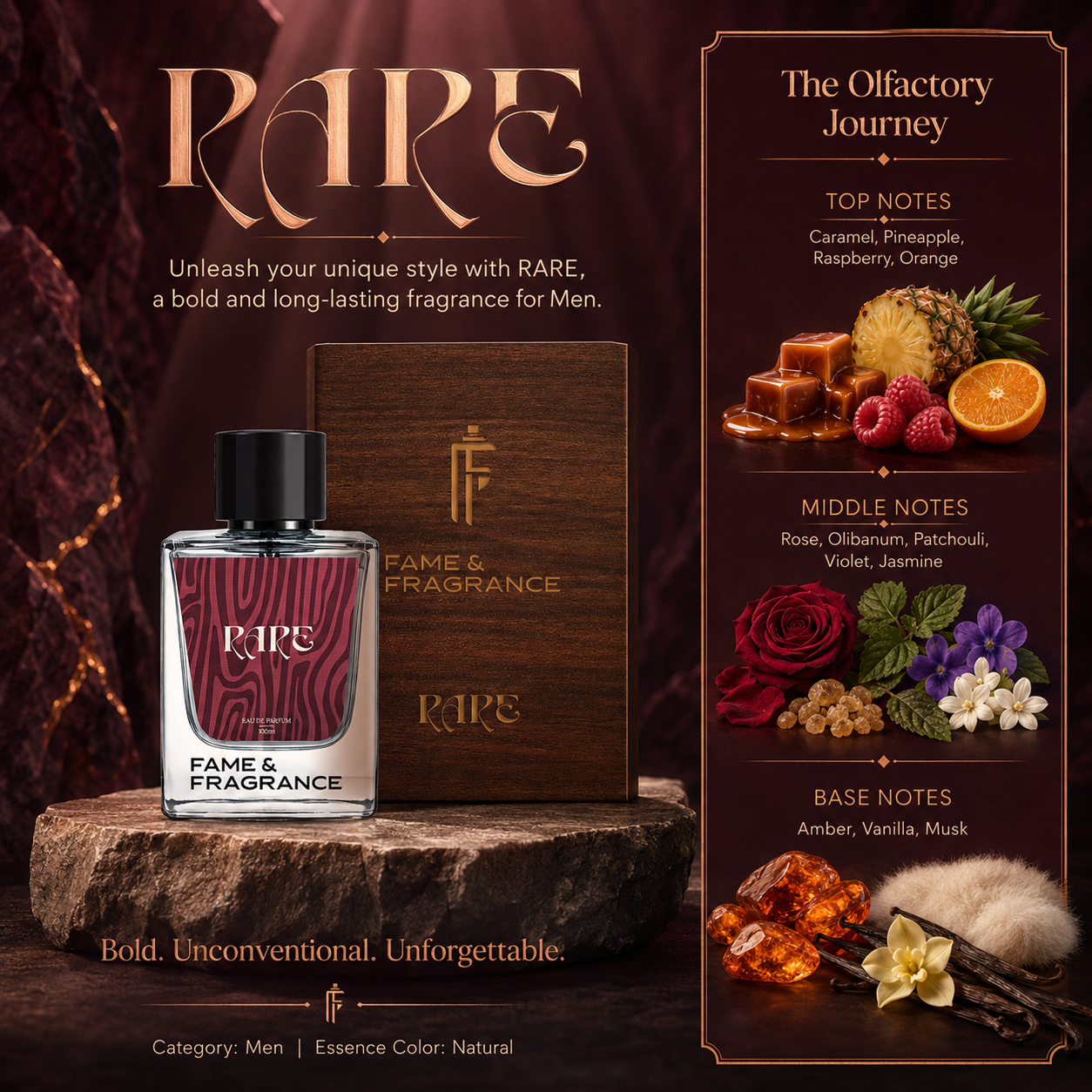 Fame & Fragrance RARE Eau de Parfum  -  100 ml (For Men) - Image 3