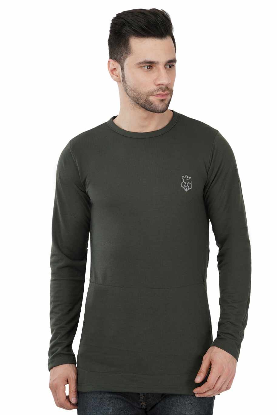 AMBORTI Signature Full Sleeve Olive green  T-Shirt - Image 2